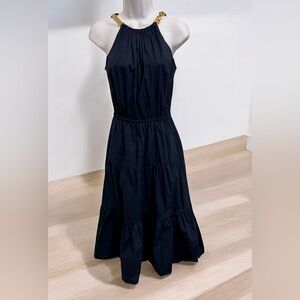 Michael Kors Ladies size xs navy blue ruffle long tank dress